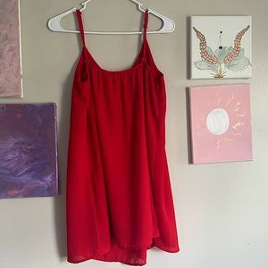 Red slip dress